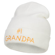 Number 1 Grandpa Embroidered Long Beanie