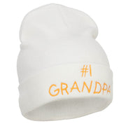 Number 1 Grandpa Embroidered Long Beanie