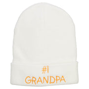 Number 1 Grandpa Embroidered Long Beanie