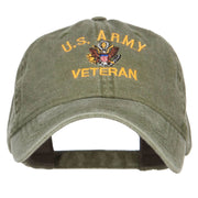 US Army Veteran Military Embroidered Washed Cap