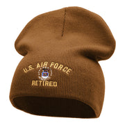 U.S. Air Force Retired Embroidered 8 Inch Short Beanie Made In USA