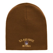 U.S. Air Force Retired Embroidered 8 Inch Short Beanie Made In USA