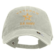 Licensed U.S. Army Veteran Military Embroidered Washed Solid Pigment Dyed Cotton Twill Brass Buckle Cap - Stone OSFM