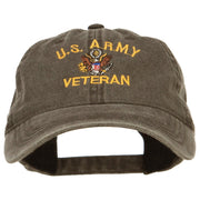 US Army Veteran Military Embroidered Washed Cap