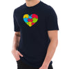 Autism Heart Puzzle Graphic Design Short Sleeve Cotton Jersey T-Shirt