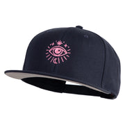 Arcane Eye Embroidered Wool Blend Flat Bill Snapback Cap - Navy OSFM