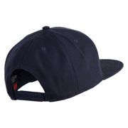 Arcane Eye Embroidered Wool Blend Flat Bill Snapback Cap - Navy OSFM