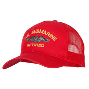 US Submarine Retired Military Embroidered Solid Cotton Mesh Pro Cap