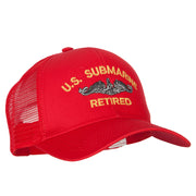 US Submarine Retired Military Embroidered Solid Cotton Mesh Pro Cap