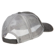 Blue Marlin Outline Embroidered Washed Trucker Cap