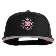 Arcane Eye Embroidered Wool Blend Flat Bill Snapback Cap - Black OSFM