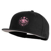 Arcane Eye Embroidered Wool Blend Flat Bill Snapback Cap - Black OSFM