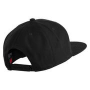 Arcane Eye Embroidered Wool Blend Flat Bill Snapback Cap - Black OSFM