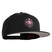 Arcane Eye Embroidered Wool Blend Flat Bill Snapback Cap - Black OSFM