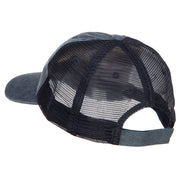 Blue Marlin Outline Embroidered Washed Trucker Cap