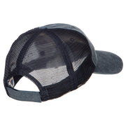 Blue Marlin Outline Embroidered Washed Trucker Cap