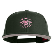 Arcane Eye Embroidered Wool Blend Flat Bill Snapback Cap - Charcoal OSFM