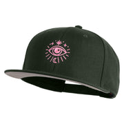 Arcane Eye Embroidered Wool Blend Flat Bill Snapback Cap - Charcoal OSFM