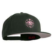 Arcane Eye Embroidered Wool Blend Flat Bill Snapback Cap - Charcoal OSFM