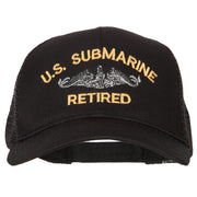 US Submarine Retired Military Embroidered Solid Cotton Mesh Pro Cap