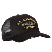 US Submarine Retired Military Embroidered Solid Cotton Mesh Pro Cap