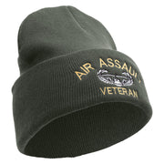 Licensed Air Assault Veteran Embroidered 12 Inch Long Knitted Beanie - DK-Grey OSFM