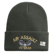 Licensed Air Assault Veteran Embroidered 12 Inch Long Knitted Beanie - DK-Grey OSFM