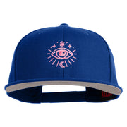 Arcane Eye Embroidered Wool Blend Flat Bill Snapback Cap - Royal OSFM