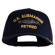 US Submarine Retired Military Embroidered Solid Cotton Twill Mesh Prostyle Cap - Navy OSFM
