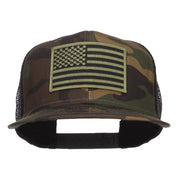 Subdued American Flag Patched Camo Snapback