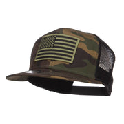 Subdued American Flag Patched Camo Snapback