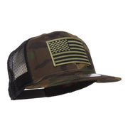 Subdued American Flag Patched Camo Snapback