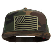 Subdued American Flag Patched Camo Snapback