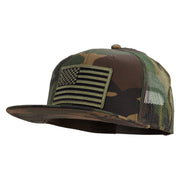 Subdued American Flag Patched Camo Snapback