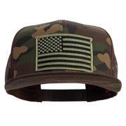 Subdued American Flag Patched Camo Snapback