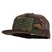 Subdued American Flag Patched Camo Snapback