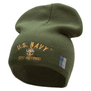 Licensed US Navy CPO Retired Embroidered Short Beanie Made in USA