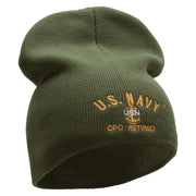 Licensed US Navy CPO Retired Embroidered Short Beanie Made in USA