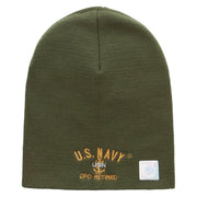 Licensed US Navy CPO Retired Embroidered Short Beanie Made in USA