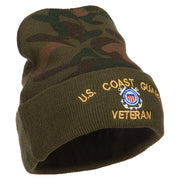 US Coast Guard Veteran Military Embroidered Camo Long Beanie