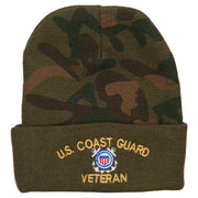 US Coast Guard Veteran Military Embroidered Camo Long Beanie