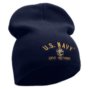 Licensed US Navy CPO Retired Embroidered Short Beanie Made in USA