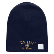 Licensed US Navy CPO Retired Embroidered Short Beanie Made in USA