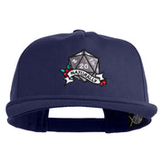 Nat 20 Dice Roll Embroidered 5 Panel Cotton Flat Bill Cap - Navy OSFM