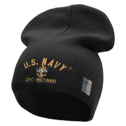 Licensed US Navy CPO Retired Embroidered Short Beanie Made in USA