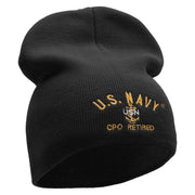 Licensed US Navy CPO Retired Embroidered Short Beanie Made in USA