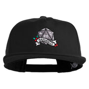 Nat 20 Dice Roll Embroidered 5 Panel Cotton Flat Bill Cap - Black OSFM