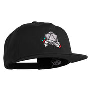 Nat 20 Dice Roll Embroidered 5 Panel Cotton Flat Bill Cap - Black OSFM