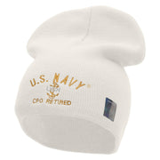 Licensed US Navy CPO Retired Embroidered Short Beanie Made in USA