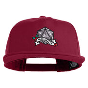Nat 20 Dice Roll Embroidered 5 Panel Cotton Flat Bill Cap - Burgundy OSFM